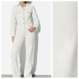 Zara White Jean Jumpsuit